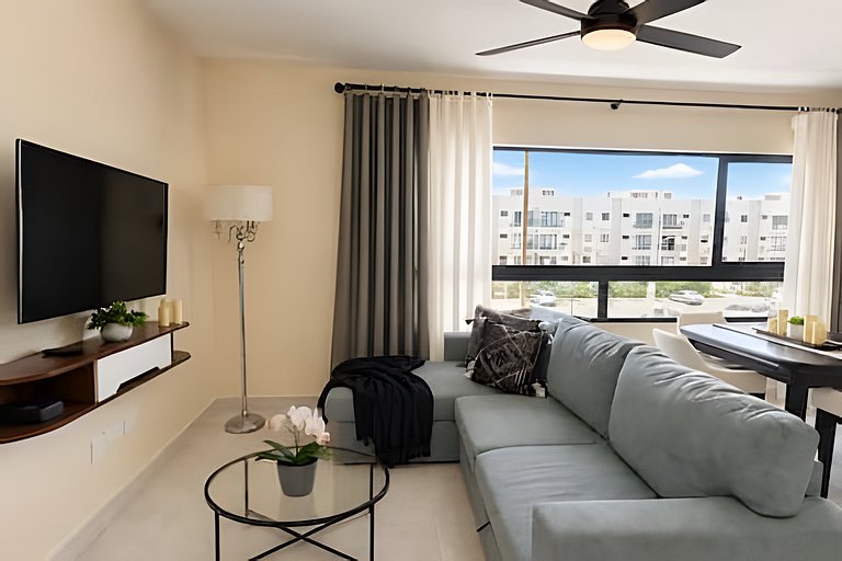 1BR en Punta Cana con Terraza, BBQ y Piscina