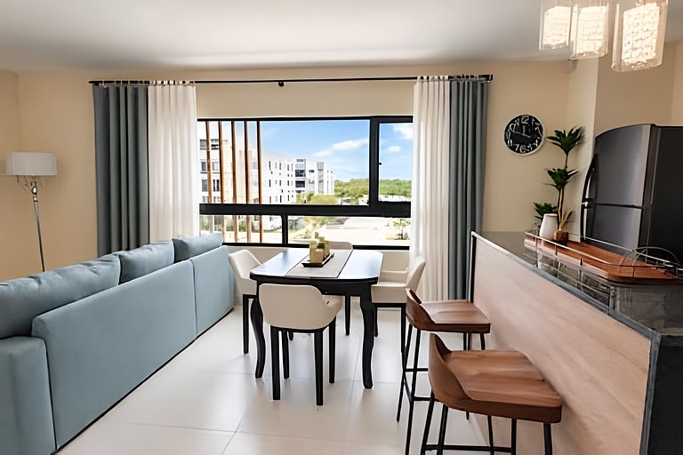 1BR en Punta Cana con Terraza, BBQ y Piscina